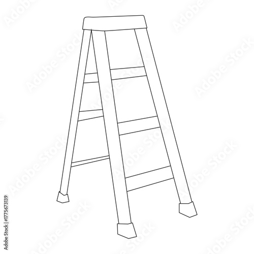 Step Ladder line art vector design. Step Ladder outline illustration design.

