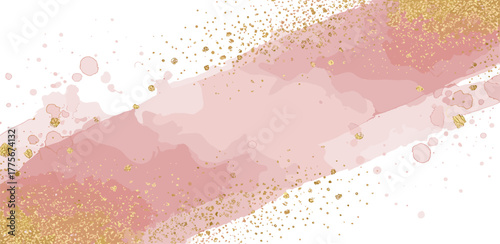 Elegant Abstract Pink Watercolor and Gold Glitter Design for Backgrounds and Decorations
