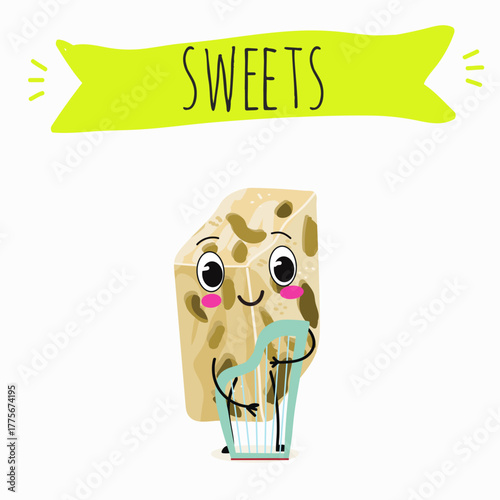 Tasty ice creams, ice-cream cones and popsicle, funny characters, hand drawn vector illustration.