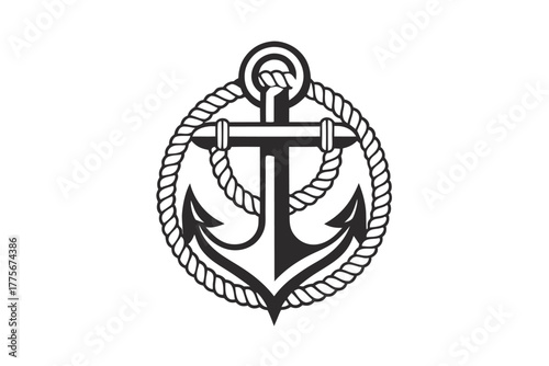 Black anchor surrounded by nautical rope suggests maritime theme and timeless seafaring traditions