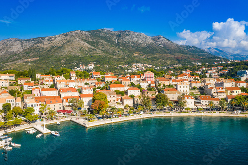 Panoramic view of town of Cavtat, south Dalmatia, Croatia, popular tourist destination