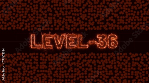 Dynamic Text Level-36 Animation with CC Ball Action Effect on Black Background — Futuristic 4k Motion Graphic