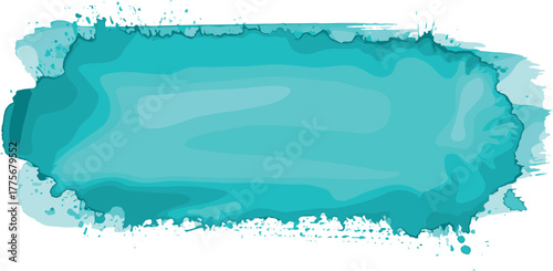 Abstract watercolor splash brush stroke background in turquoise blue with ample space for text