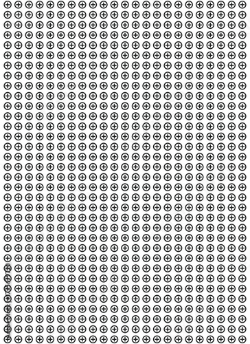Halftone dynamic pattern of small circles with plus signs inside them, creating a visually repetitive and uniform texture.