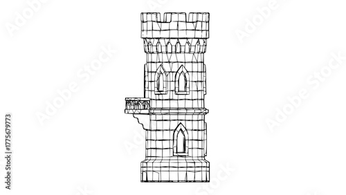 2D Stone Watchtower SVG