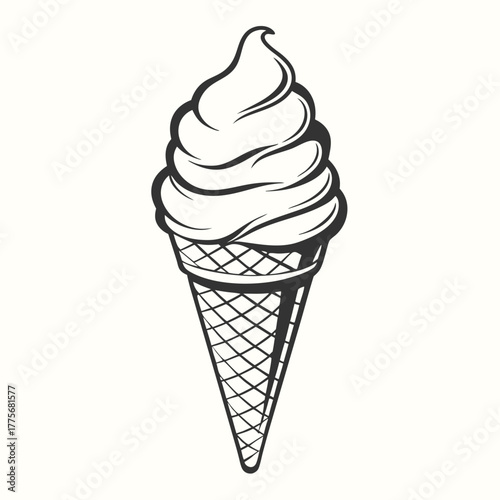 Delicious ice cream with colorful sprinkles drips enticingly down the waffle cone treat
