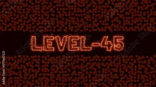 Dynamic Text Level-45 Animation with CC Ball Action Effect on Black Background — Futuristic 4k Motion Graphic