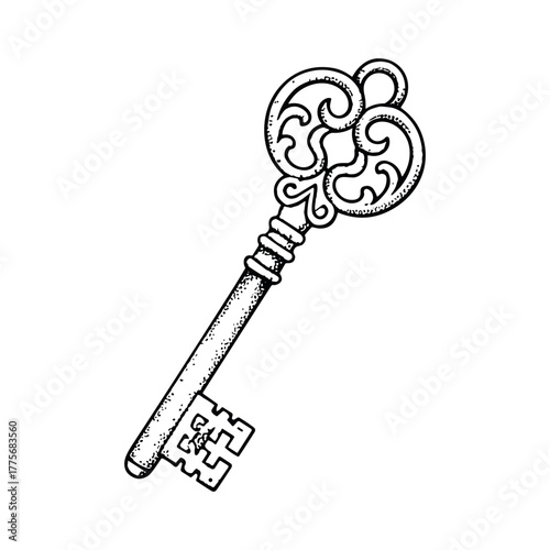 Vintage ornate key design for antique collectors and history enthusiasts