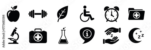 Health and wellness icons collection for information and medical use