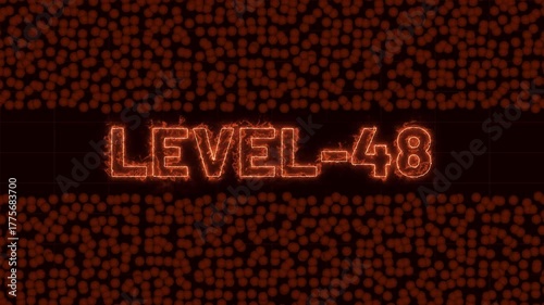 Dynamic Text Level-48 Animation with CC Ball Action Effect on Black Background — Futuristic 4k Motion Graphic