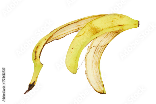 banana peel or banana skin isolated on white or transparent png