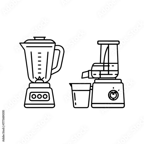 Line Art Illustration of a Blender and Juicer for Healthy Beverage Preparation
