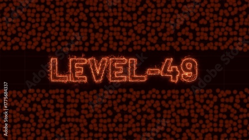 Dynamic Text Level-49 Animation with CC Ball Action Effect on Black Background — Futuristic 4k Motion Graphic