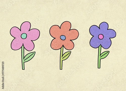 greeting card with flower on yellow paper texture