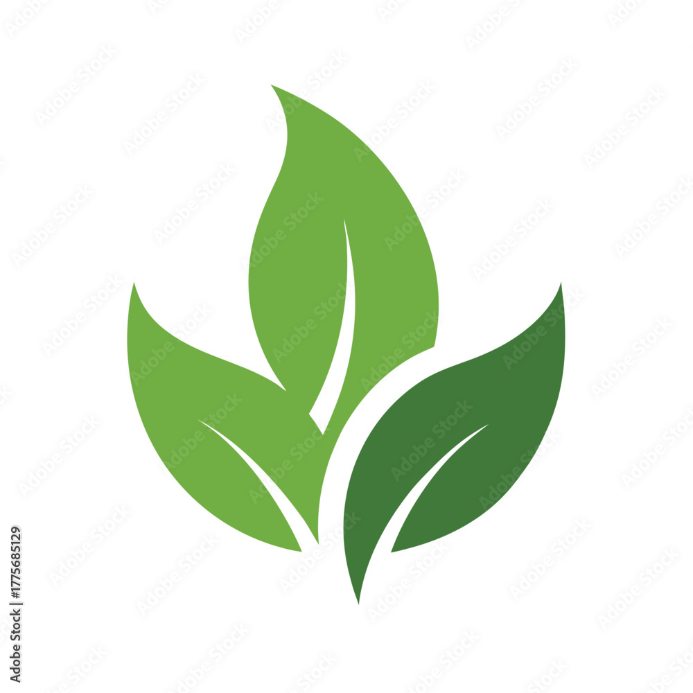 Naklejka premium botanical tea leaf mark flat color eco logo design