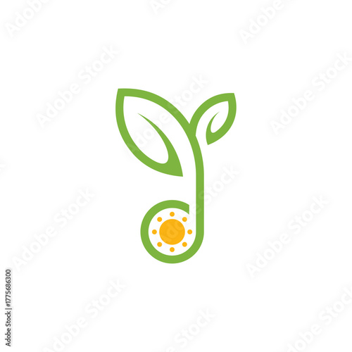 minimalist seed and sun logo design vector with line style