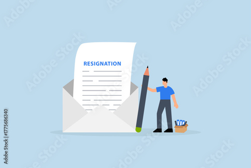Professional write resignation letter to quit job, businessman professional with pen writing resignation email