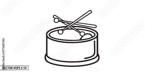 Toy drum with drumsticks icon vector
