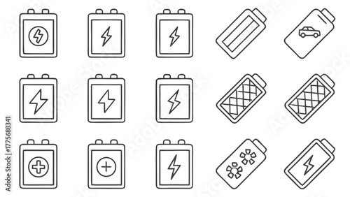 Set of battery icons for electric car concept