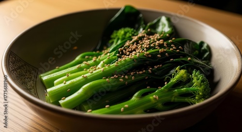 Freshly Steamed Vegetables with Sesame Seeds in a Chic Culinary Presentation