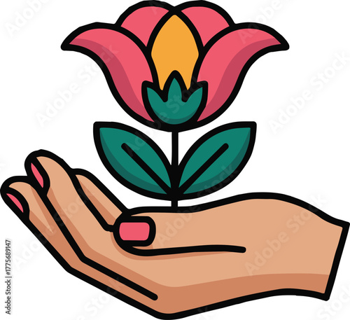 Vibrant a letter icon held in a hand