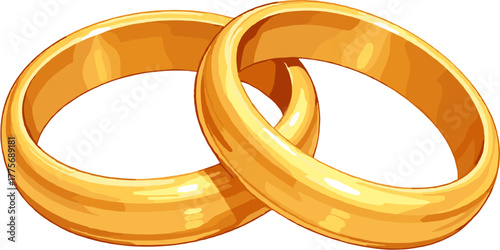 Elegant shiny gold wedding rings symbolizing eternal love, romantic commitment, marriage celebration and unbreakable emotional bond