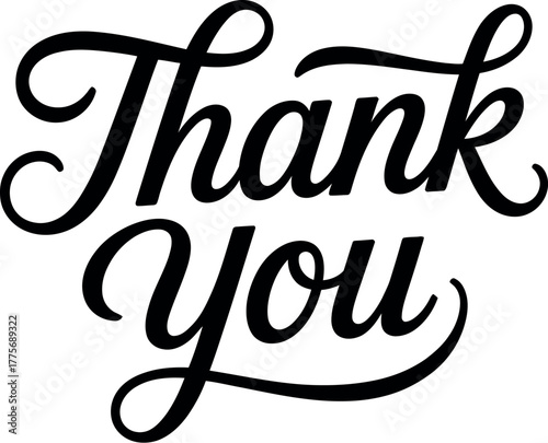 Elegant handwritten "Thank You" text for expressing gratitude and appreciation