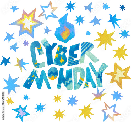 Cyber Monday Watercolor Lettering Clipart