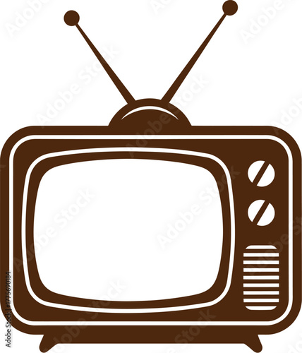 A vintage television set with two antennas sits on a stand.