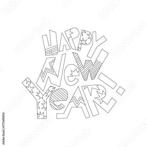 Happy New Year Lettering Clipart