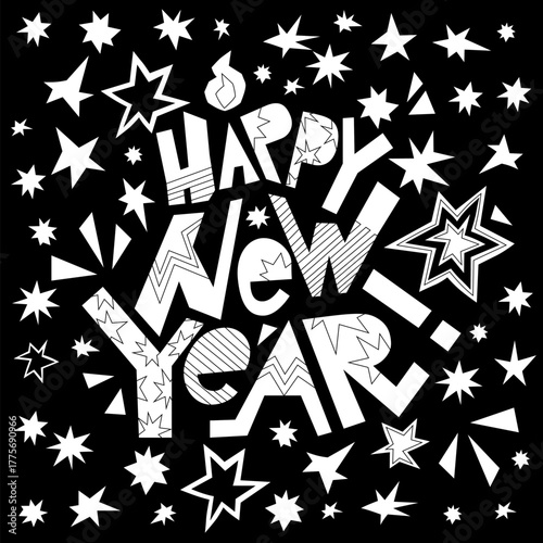 Happy New Year Lettering Clipart