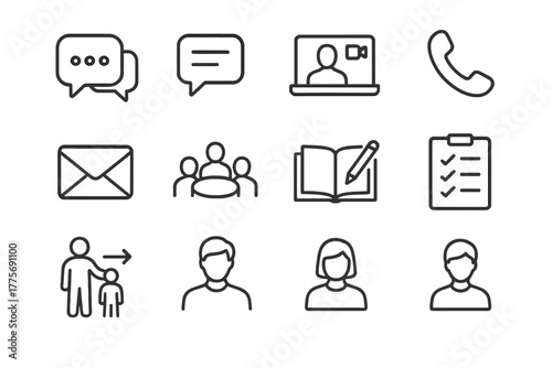 Mentorship Icon Set. Mentorship and support networks. Line outline icon set of Mentorship and support networks