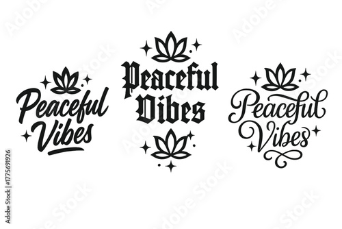 Peaceful Vibes Calligraphy. Peaceful Vibes. Create a calligraphy lettering illustration of the phrase: