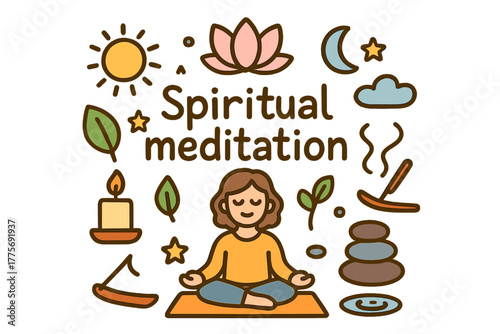 Spiritual Meditation Doodle. Spiritual meditation. Hand-drawn doodle illustration of Spiritual meditation.