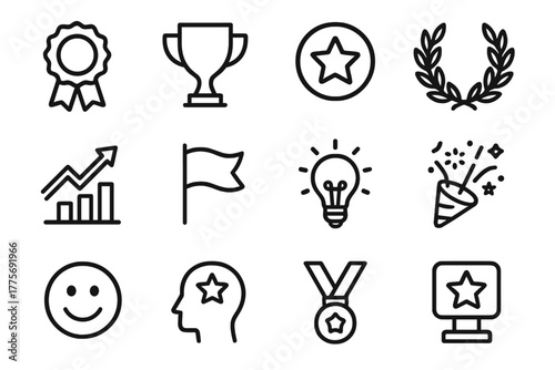 Predictive Design Icons. Predictive Design Elements. Line outline icon set of Predictive Design Elements: