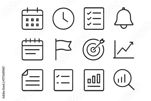 Predictive Elements Icons. Predictive Design Elements. Line outline icon set of Predictive Design Elements: