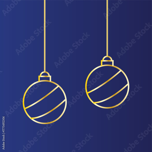 Bolas de navidad en trazo azul sobre fondo azul