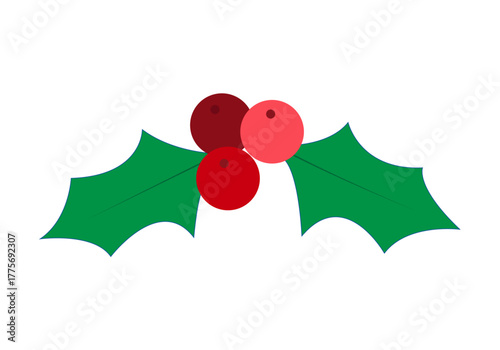 Acebo simple navideño en fondo blanco