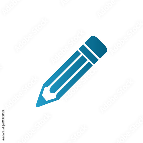 Blue Pencil Icon Vector – Minimalist Writing Tool Symbol for UI & Design