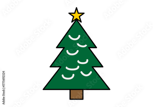 Árbol de navidad simple en fondo blanco