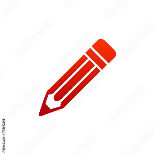 Red Pencil Icon Vector – Minimalist Writing Tool Symbol for UI & Design