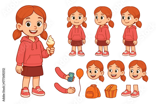 Joyful City Adventure. Cartoon realistic vector illustration, Character constructor style, isolated