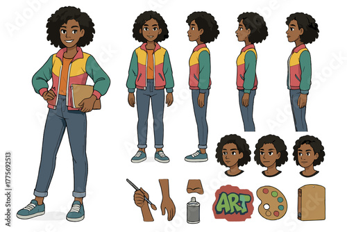 Urban Artist Character Design. Cartoon realistic vector illustration, Character constructor style, isolated