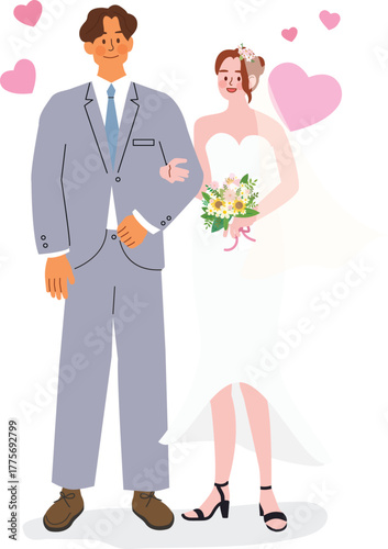 Happy groom and bride