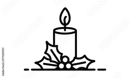 Simple and minimal holiday candle in vector format, ideal for web graphics, social media posts, and seasonal marketing materials.