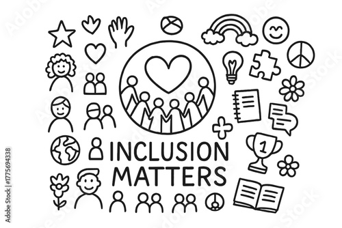 Inclusion Matters Doodle. Inclusion matters. Hand-drawn doodle illustration of inclusion matters. In the