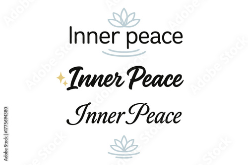 Inner Peace Calligraphy. Inner Peace. Create a calligraphy lettering illustration of the phrase: Inner Peace.