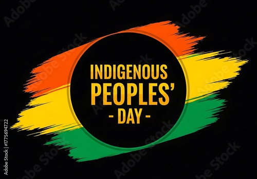 Indigenous peoples day celebration with colorful brush strokes on black