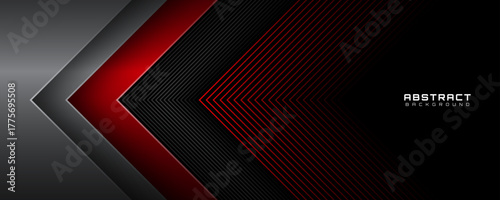 3D red silver lines abstract background overlap layer on dark space with arrows effect decoration. Modern graphic design element stripes style concept for web, art, flyer, card, or brochure cover