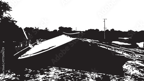 Black and White Outdoor Tent Silhouette